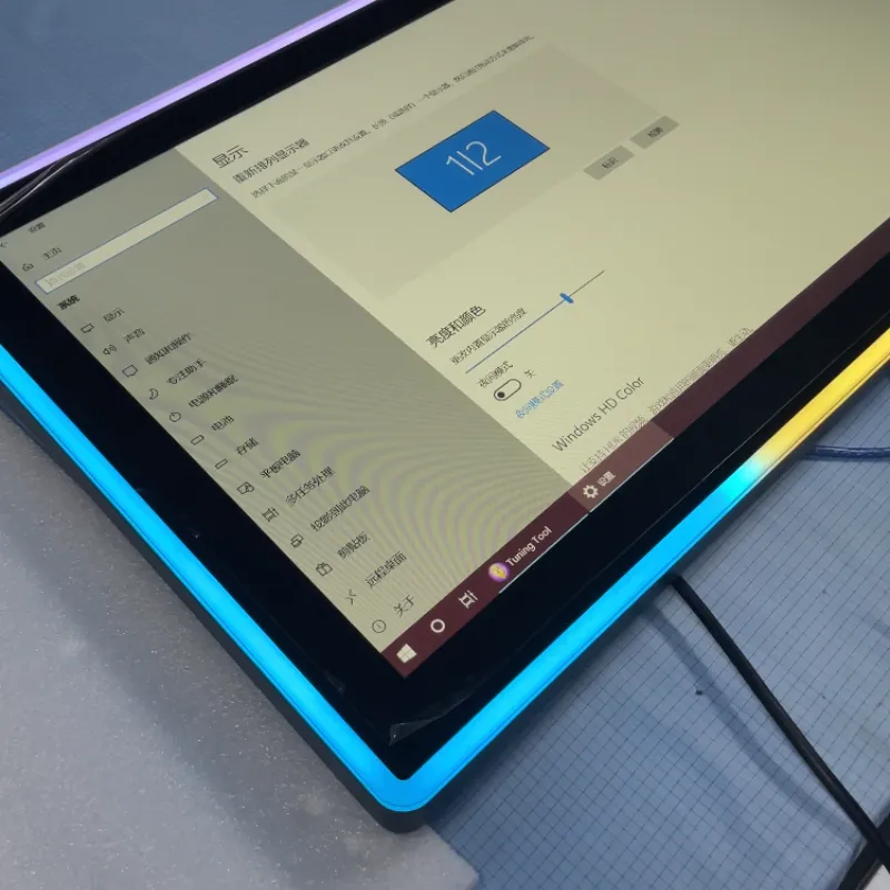 10.1-inch commercial touchscreen display with 60Hz-120Hz refresh rate suitable for retail POS systems, digital signage, and interactive kiosks - showing sleek design and high-quality display quality